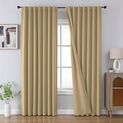 Joydeco Blackout Curtains 108 Inches Long, Thermal Insulated Black Out Curtains by JOYDECO
