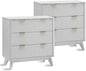 T4TREAM Fluted 3 Drawers Nightstand Set of 2, Oversized Extra Large Modern Side by T4TREAMFurniture
