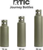 RTIC 20oz Journey Bottle Metal Stainless Steel Vacuum Insulated, BPA Free, Reusable, for Water, Hot and Cold Drinks, Travel, Sports, Camping, Olive