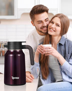 51 Oz Carafes for Hot Liquid, Stainless Steel Insulated Vacuum Thermal Coffee Carafes For Keeping Hot, 1.5 Liter Coffee Dispenser(Angola Red)
