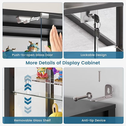 Large Display Cabinet with Glass Doors, 8-Tier RGB Curio Cabinet with Smart - Image 5