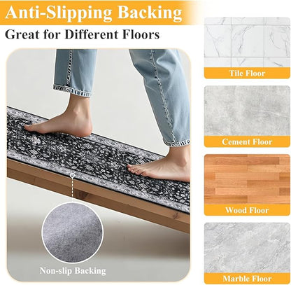 HEBE Hallway Runner Rug 2'x8', Washable Non Slip Kitchen Rug Runner | Soft Boho - Image 3