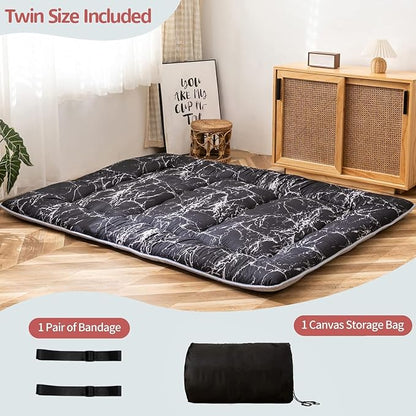 MAXYOYO Black Marble Printed Japanese Futon, Thicken Sleeping Pad Roll Up - Image 5