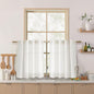 24 Inch Linen Curtains for Kitchen Beige White Small Window Semi Sheer Curtains by Nanspring
