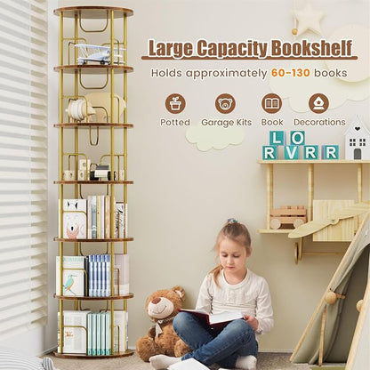 ALLSTAND 6 Tier Rotating Bookshelf, 360 ° Display Stackable Spinning Bookshelf - Image 6