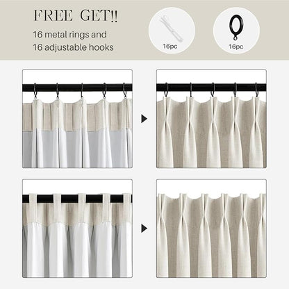 Pinch Pleated Linen Curtains 100% Blackout 63 Inches Long - Image 5