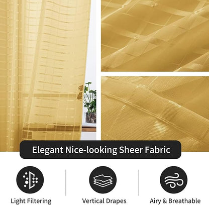 SpaceDresser Check Sheer Curtains 54 Inches Long - Image 4