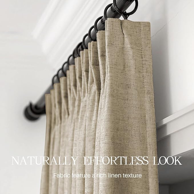 AUSSPVOCT Pinch Pleated 108 Inch Linen Curtains 100% Blackout - Image 5