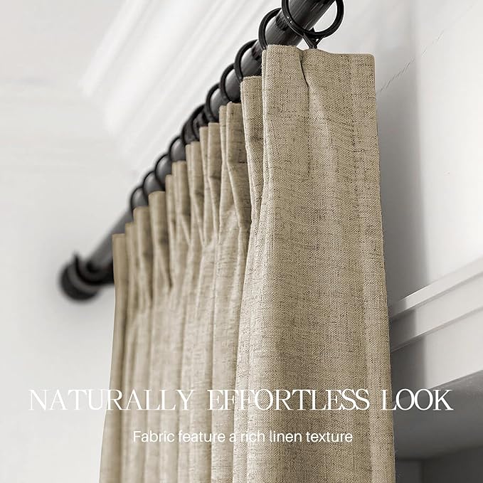 AUSSPVOCT Pinch Pleated 90 Inch Linen Curtains 100% Blackout - Image 5