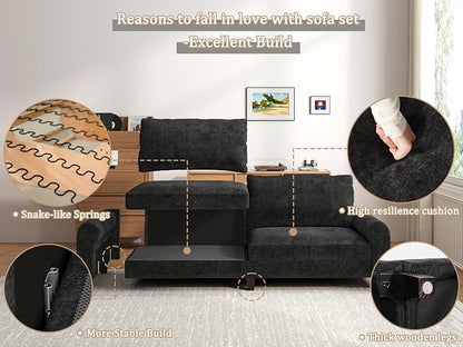 EASE MOOSE 70.6" Modern Deep Seat Loveseat Couch, Soft Chenille Sofa - Image 8