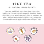 Tily Tea Assorted Herbal Tea Box - 5 Flavors of Caffeine-Free Tea - Morning Shine, Through the Day, Evening Calm, Perfect Pairing, Radiant Glow - 10 Plastic-Free Pyramid Tea Bags