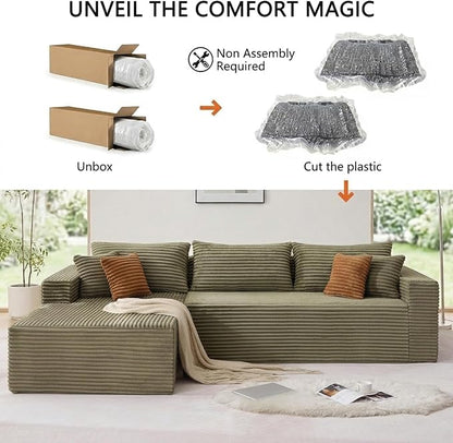 108" Boneless Couch Modular Sectional Sofa, L-Shaped Couch - Image 6