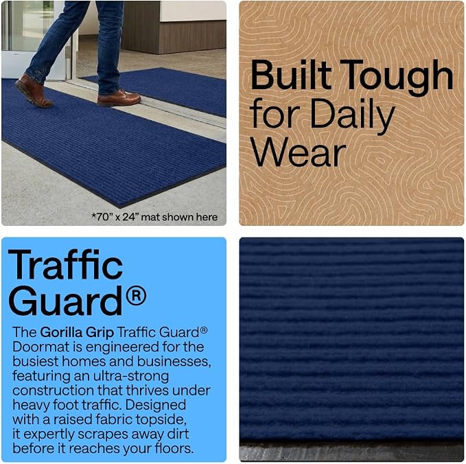 GORILLA GRIP Waterproof Traffic Guard Door Mat, 2 Pack Indoor Outdoor Durable - Image 3