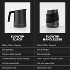 Subminimal FlowTip Milk Jug | Stovetop Milk Frothing, Foaming Pitcher for Premium Barista-Style Coffee at Home | Cappuccino & Latte Art Pouring Jug with Ergonomic Heat Resistant Handle | 450ml, Black