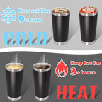20 oz Tumbler with lid Double Wall Vacuum Insulated Tumblers Stainless Steel Coffee Mug Travel Coffee Tumbler Powder Coated Tumbler Cup Keep Hot&Cold - (Black 12 Pack)