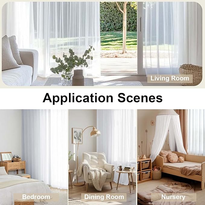 White Sheer Curtains 96 Inches Long, Elegant Sheer Curtains - Image 6