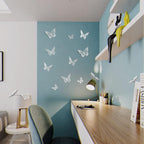 SAOROPEB 3D Butterfly Wall Decor, 48 Pcs 4 Styles 3 Sizes, Removable Metallic Wall Sticker Room Mural Decals for Kids Bedroom Nursery Classroom Party Decoration Wedding Decor DIY Gift (Sliver)