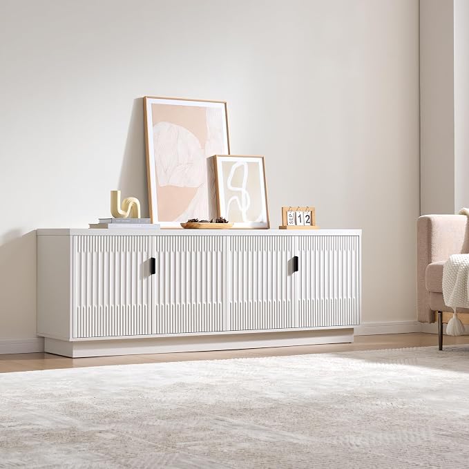 Fatmok Fluted TV Stand for up to 75" TVs, Modern Media Console - Image 3