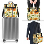 Sunflower Coffee Maker Carring Bag Flower Leaves Travel Storage Tote Bag Compatible with Keurig K-Mini or K-Mini Plus Portable Single Serve Coffee Brewer Case with Pockets for K-cup Pods