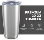 20 oz Tumbler with Lid Stainless Steel Double Wall Vacuum Insulated Tumblers Powder Coated Cups Travel Mug Keep Drinks Cold and Hot, Stainless Steel