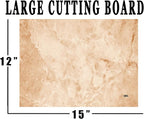 Rogue River Tactical Tan Brown Textured Marble Art Kitchen Glass Cutting Board Modern Decorative Gift Abstract Wavy Contrast Design