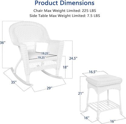 Jeco 3 Piece Rocker Wicker Chair Set - Image 3