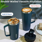 BJPKPK Insulated Tumbler with Handle, 30oz Insulated Tumblers with Lid and Straw, Stainless Steel Metal Water Bottles, Coffee Travel Mugs, Cups, Sea