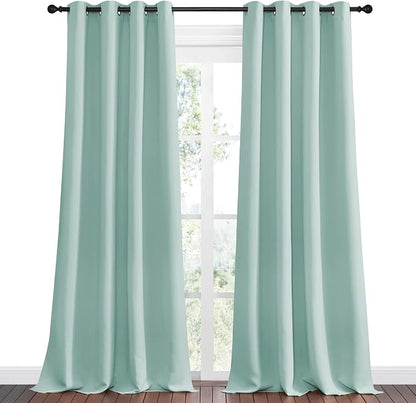 NICETOWN Aqua Blue Blackout Curtains 96" Long - Image 2