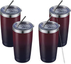 COMOOO 20oz Stainless Steel Tumbler Bulk with Lid and Straw Insulated Coffee Tumbler Cup Double Wall Vacuum Travel Mug for Cold Drinks and Hot Beverage (Mystery Moon,4 Pack)