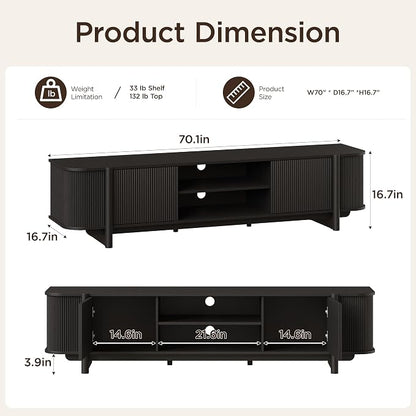 Vabches 70" Mid Century TV Stand - Image 2