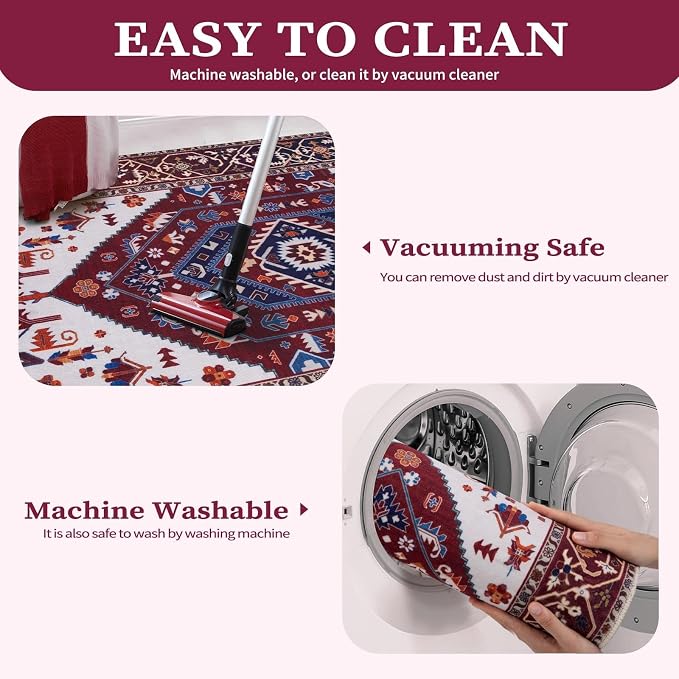 SERISSA 9x12 Washable Non Slip Boho Area Rug - Image 4