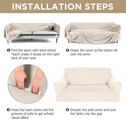 Peryiter 2 Pcs Sofa Covers Couch and Loveseat Covers Set Stretch Sofa Slipcover - Image 5