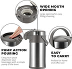 OJOJ 4L/133OZ Thermal Coffee Carafe with Pump, Thermal Beverage Dispenser, Coffee Airpot Stainless Steel Coffee Carafe for Hot Drinks Silver