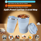 Vacuum-Insulated Stainless Steel Travel Coffee Mug, Leak-Proof Reusable Coffee Cup with Lid - Keep Hot & Cold Drinks for Hours, Durable Thermos Tumbler for Men & Women (3rd-Light Blue, 12OZ)