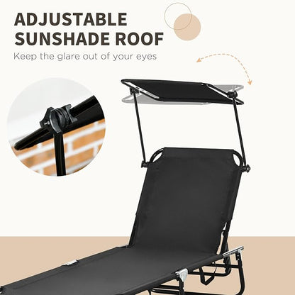 Outsunny Folding Chaise Lounge Pool Lounge Chairs Set of 2, Outdoor Sun Tanning - Image 5