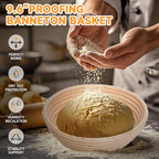 Cast Iron Dutch Oven Bread Baking Kit - 10-Piece Set with Banneton Basket, Dough Scraper, pizza shovel，Bread Lame, Whisk, Brush, and Silicone Grips with Skillet Lid Cooking Pan Handles Lame, 5QT