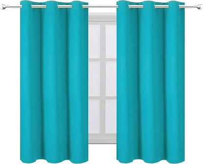 Teal Blackout Curtains 34 x 54 Inch Length/Set of 2 Curtain Panels/Thermal - Image 2