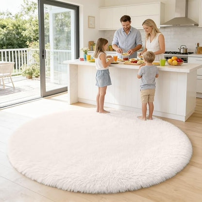 OLANLY Ivory Round Rugs for Bedroom - Image 6