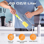 2 Liters/68oz 2 Pack Square Glass Pitcher with Lid and Handle for Bridge Door, Aofmee Borosilicate Glass Heat Resistant Dishwasher Safe Iced Tea Jar, Carafe with Scale Line for Hot/Cold Beverage