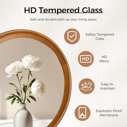 Round Wood Mirror for Wall, 36 Inch Circle Decorative Mirror - Image 6