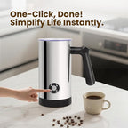 Milk Frother, 4-in-1 Milk Frother and Steamer, 10.6oz Electric Milk Steamer, Automatic Cold and Hot Foam maker for Lattes, Cappuccinos, Non-stick Coating Interior (Polished)