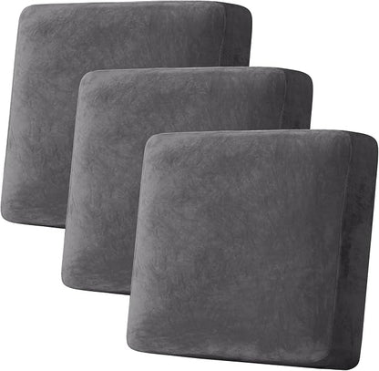 H.VERSAILTEX Velvet Stretch Couch Cushion Cover Plush Cushion Slipcover by HVERSAILTEX