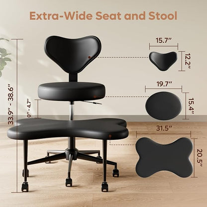 Pinmoco Ergonomic Cross Legged Chair, 360° Swivel Meditation Chair - Image 2