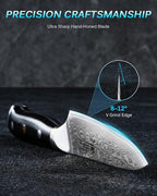 KYOKU Gin Series 5" Utility Kitchen Knife, Japanese VG10 Damascus Stainless Steel Knife with Silver Ion Blade G10 Handle Mosaic Pin, All Purpose Professional for Meat Veg and Fruit