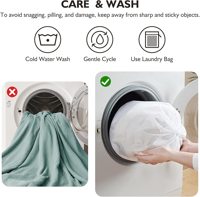 EMME Muslin Blankets for Adults Throw Blanket for Couch Breathable Gauze Soft - Image 6