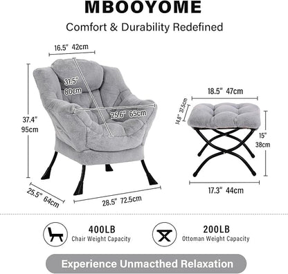 MBOOYOME Lazy Chair with Folding Ottoman, Modern Accent Armchair with Armrests - Image 3