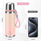 Stainless Steel thermo Bottles with cup 700ml/23.7oz Vacuum Insulated Bottle for hot and cold coffee drink water thermo flask with cup.(Gradient Pink,700ml)