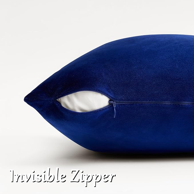GIGIZAZA Royal Blue Velvet Throw Pillow Covers 22x22 Pack of 2 | Decorative - Image 4