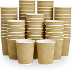 8 OZ Coffee Cups, 120 Count Insulated Ripple Wall Paper Hot Coffee Cups for Hot Beverage