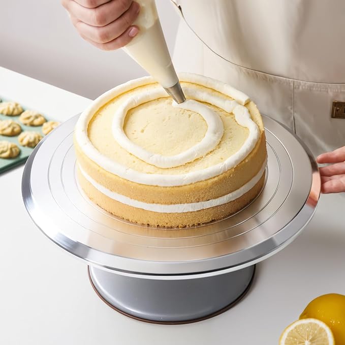 12 Inch Round Aluminum Tall Revolving Cake Decorating Stand,Cake Turntable, Rotating Cake Stand,Cake Spinner Turntable for Decorating,Cake Turntable for Decorating,Professional Cake Decorat Spin Kit
